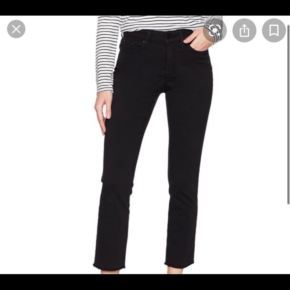 NYDJ Sheri Slim black ankle jeans w/ mini-fray hem